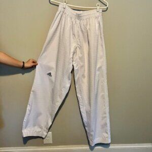 Adidas white with black front logo  baggy fit wide leg athletic pants